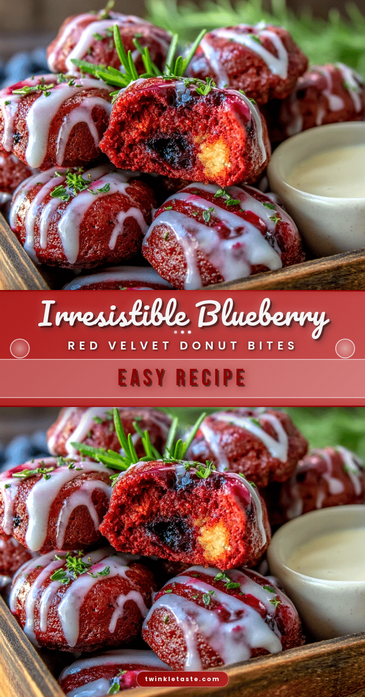 blueberry red velvet donut bites recipe