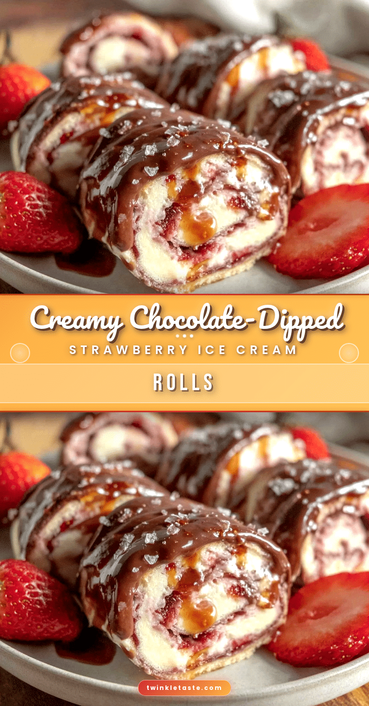 chocolate-dipped strawberry ice cream rolls recipe