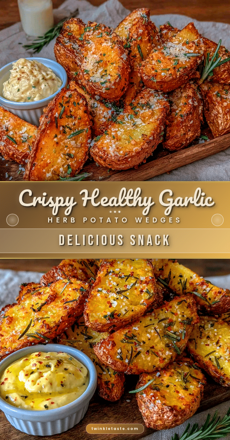 crispy healthy garlic herb potato wedges recipe