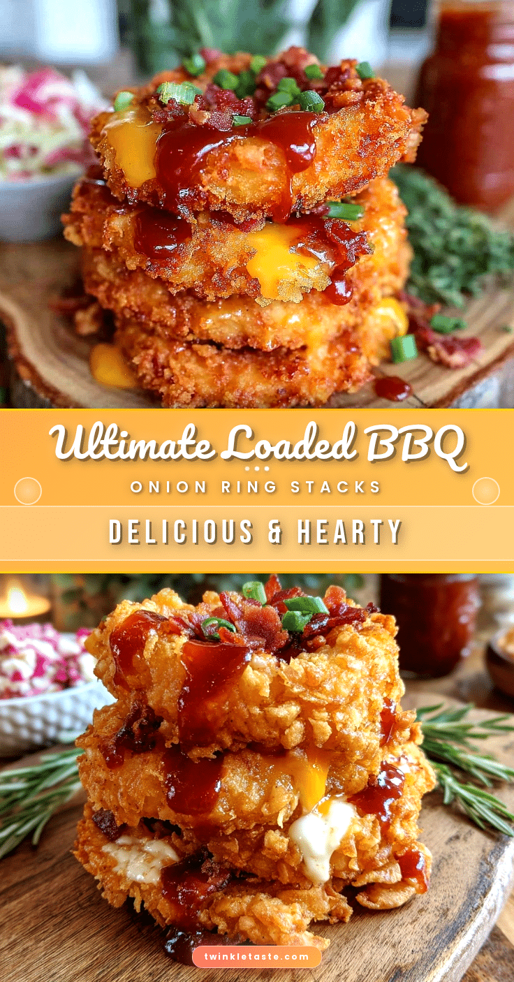 Crispy Super Bowl Loaded BBQ Onion Ring Stacks recipe