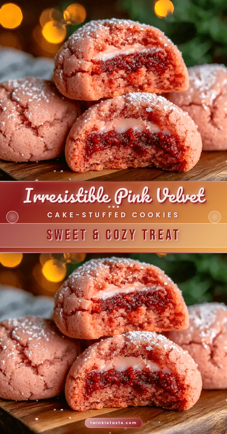 pink velvet cake-stuffed cookies recipe