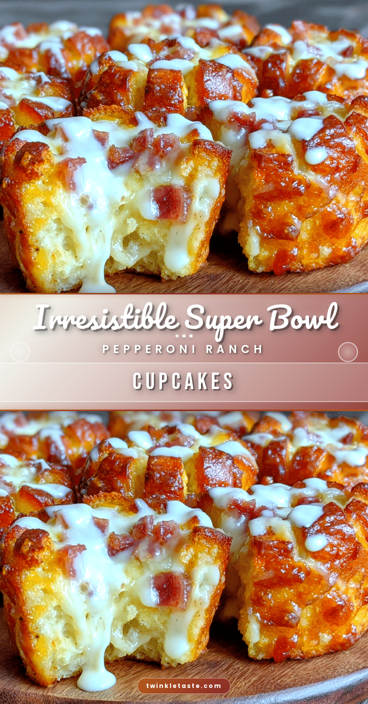 Super Bowl Pepperoni Ranch Pull Apart Cupcakes recipe