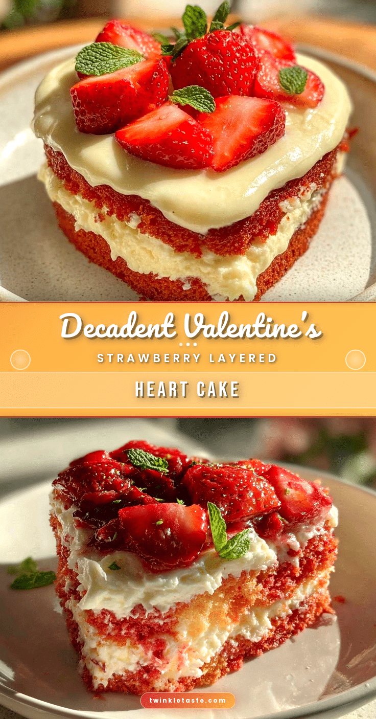 valentines strawberry layered heart cake recipe