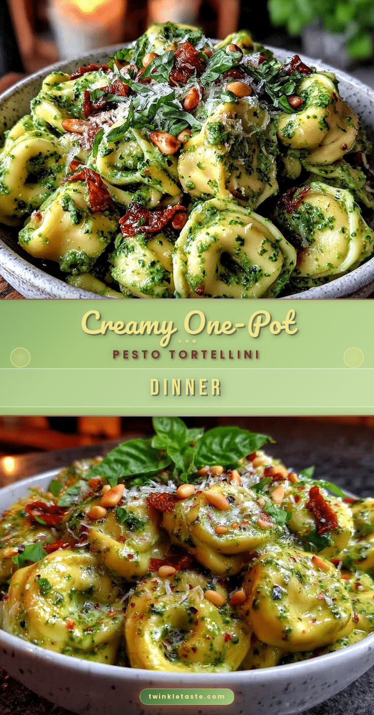 creamy one-pot pesto tortellini dinner recipe
