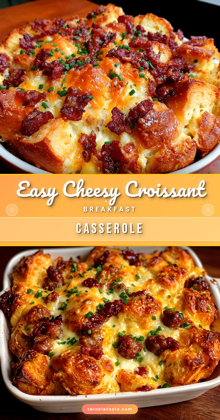 easy cheesy croissant breakfast casserole recipe