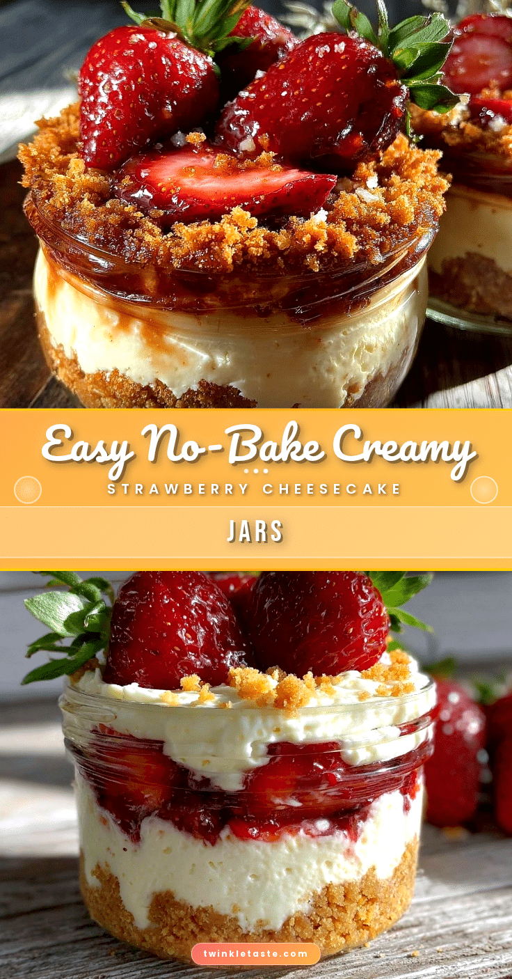 easy no bake strawberry cheesecake jars recipe