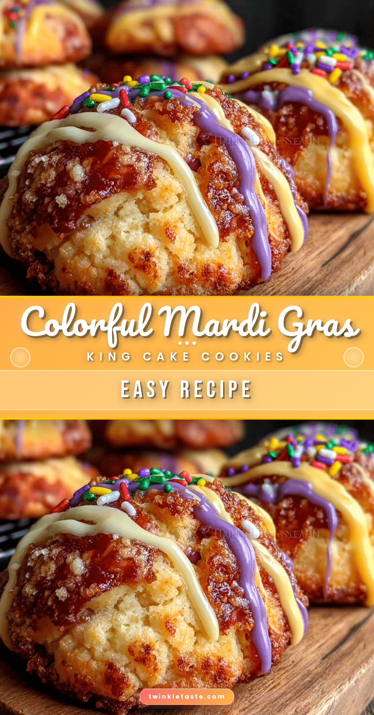 Mardi Gras King Cake Cookies recipe