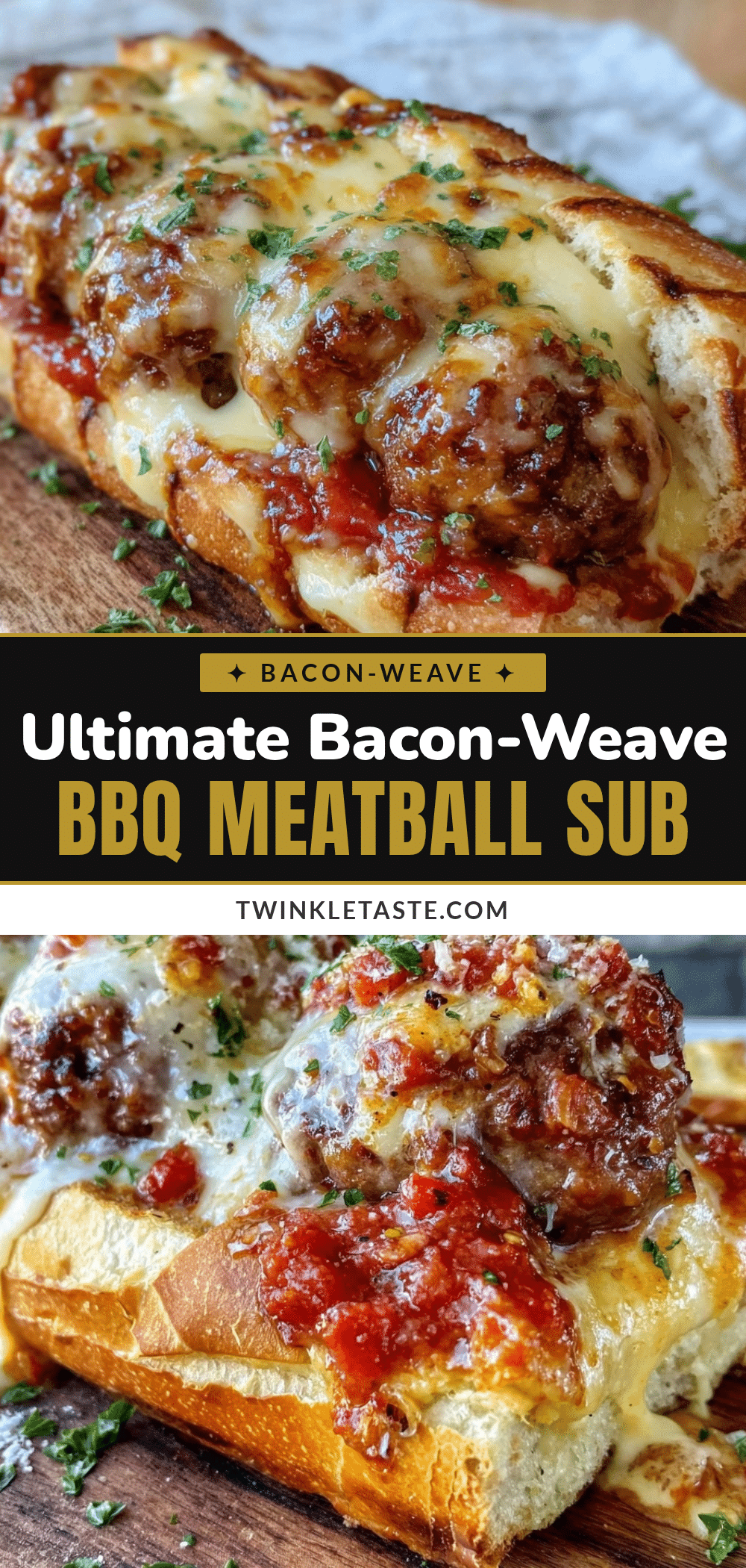 bacon-weave BBQ meatball sub recipe