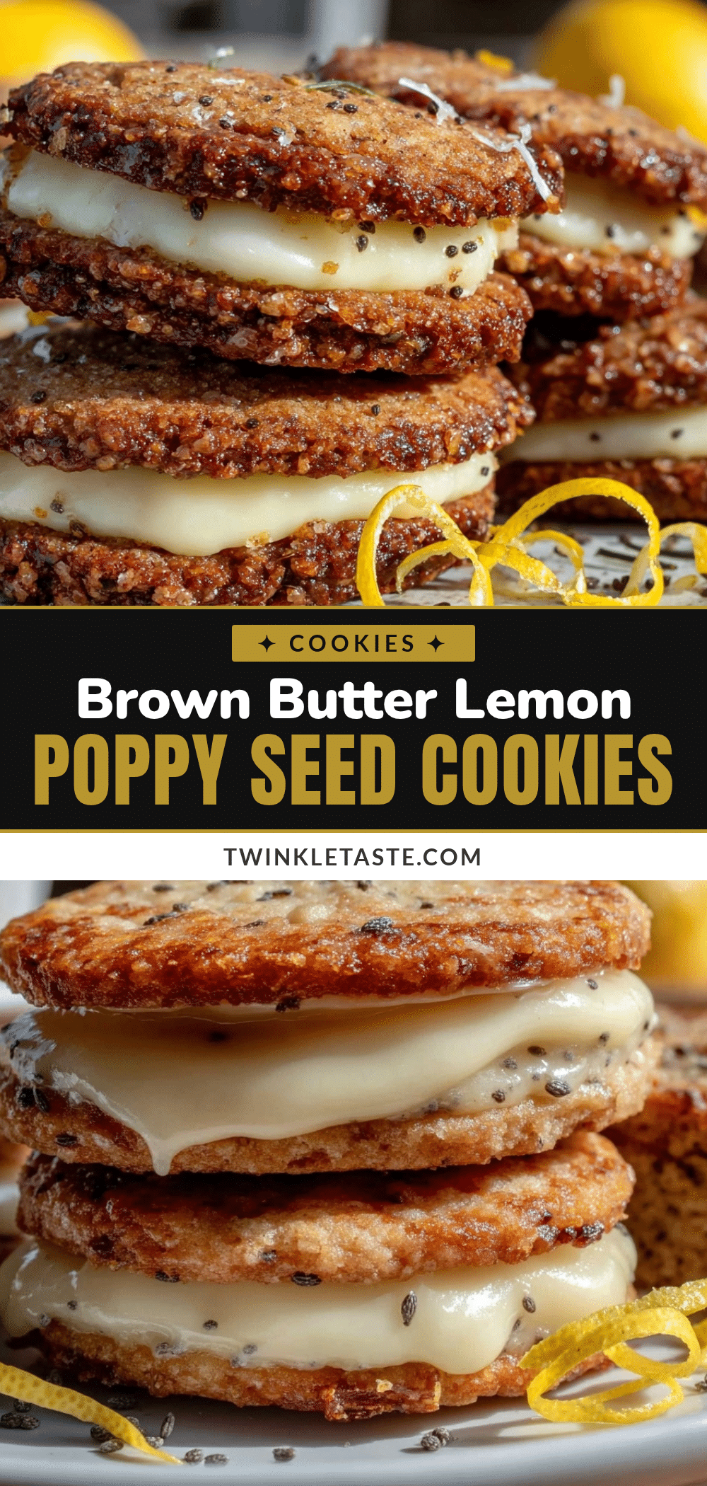 brown butter lemon poppy seed sandwich cookies recipe