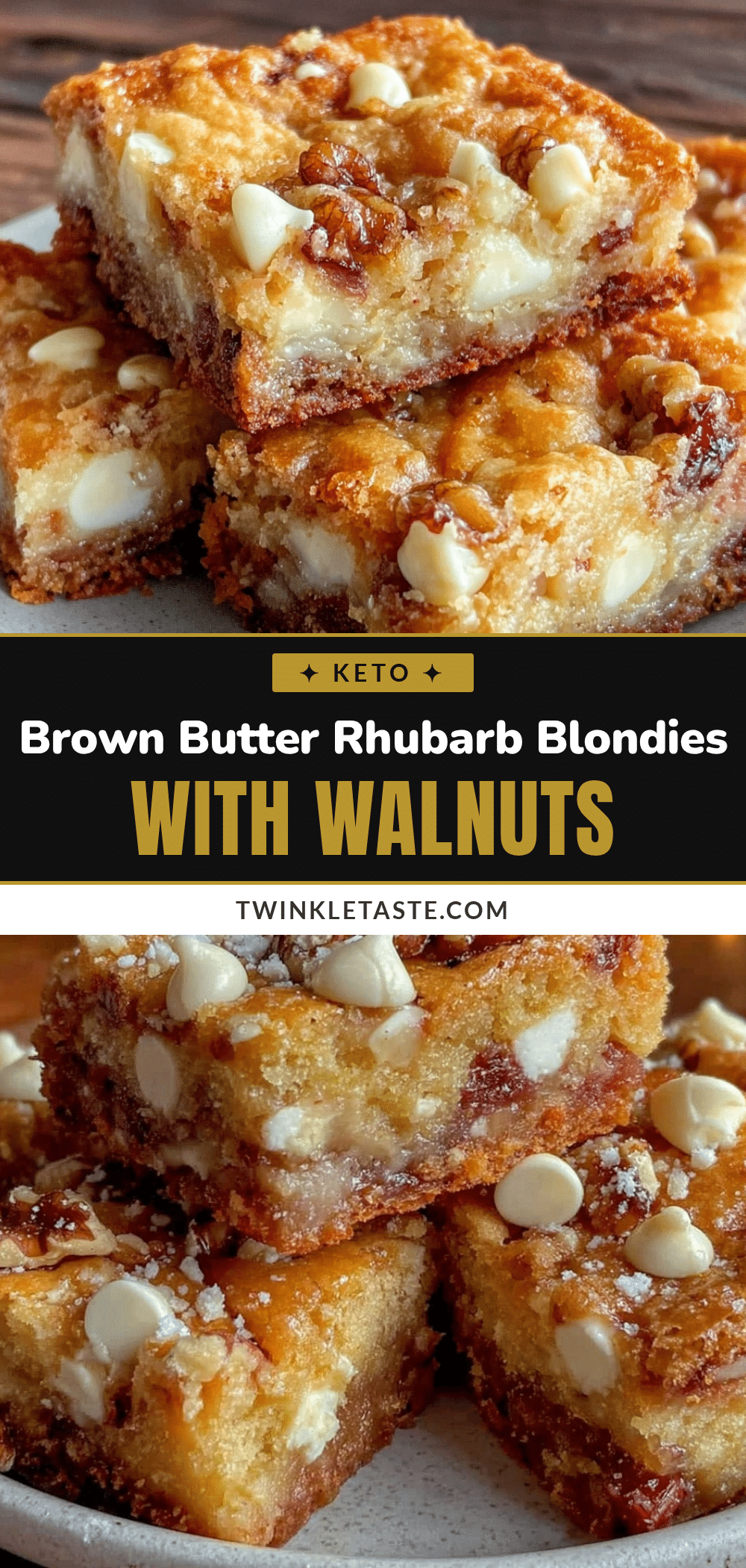 brown butter rhubarb blondies recipe