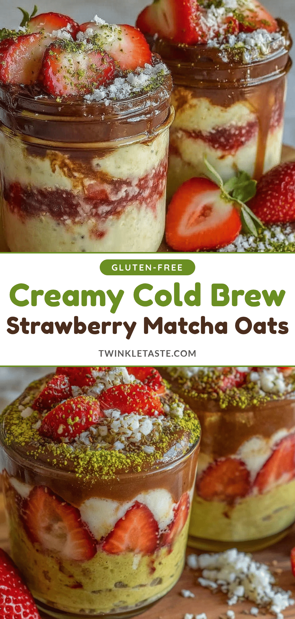 cold brew strawberry matcha overnight oats recipe
