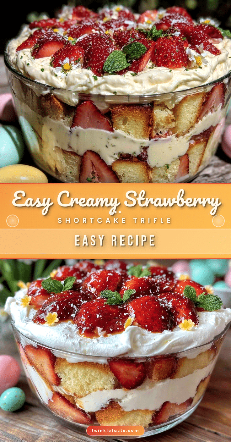 easy creamy strawberry shortcake trifle recipe