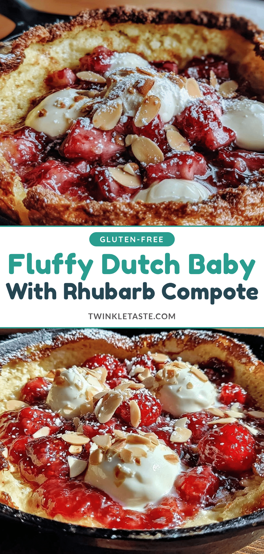 fluffy rhubarb compote dutch baby recipe