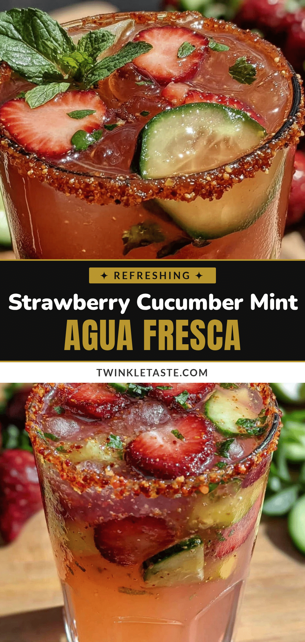 fresh strawberry cucumber mint agua fresca recipe