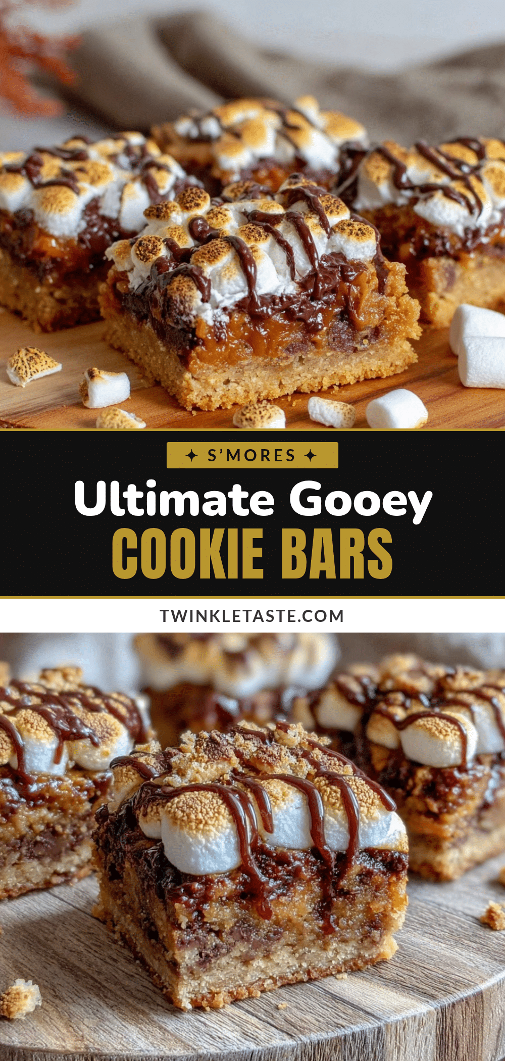 gooey s’mores cookie bars recipe