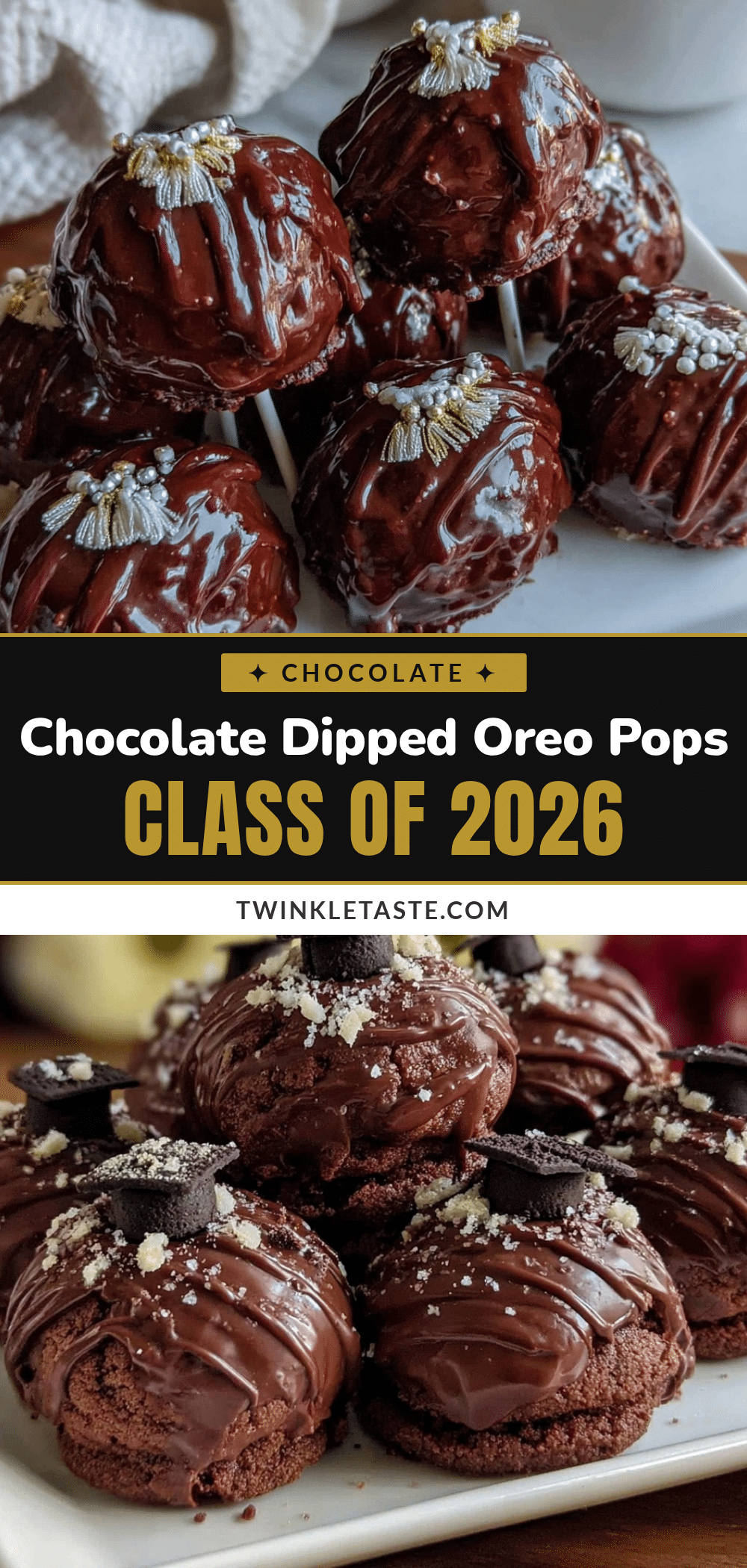 grad cap chocolate dipped oreo cookie pops recipe