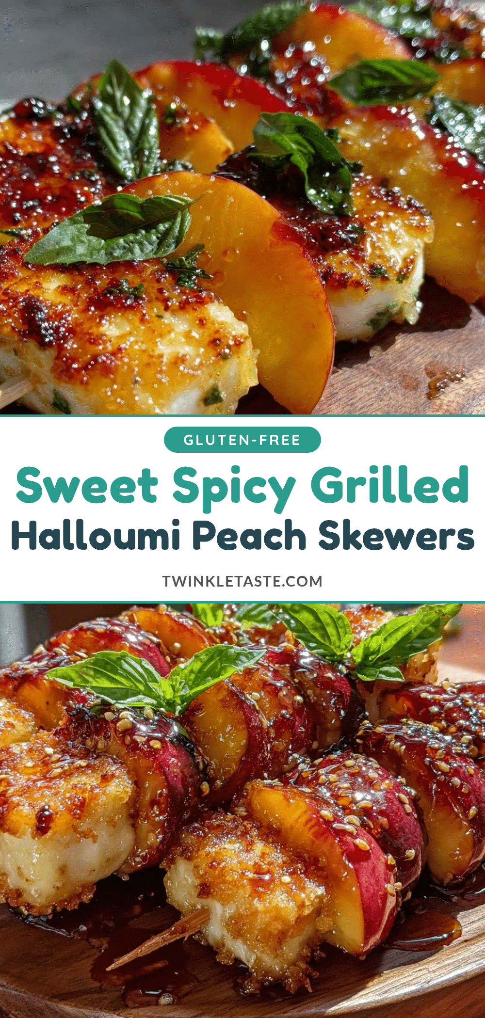 grilled halloumi and peach skewers recipe