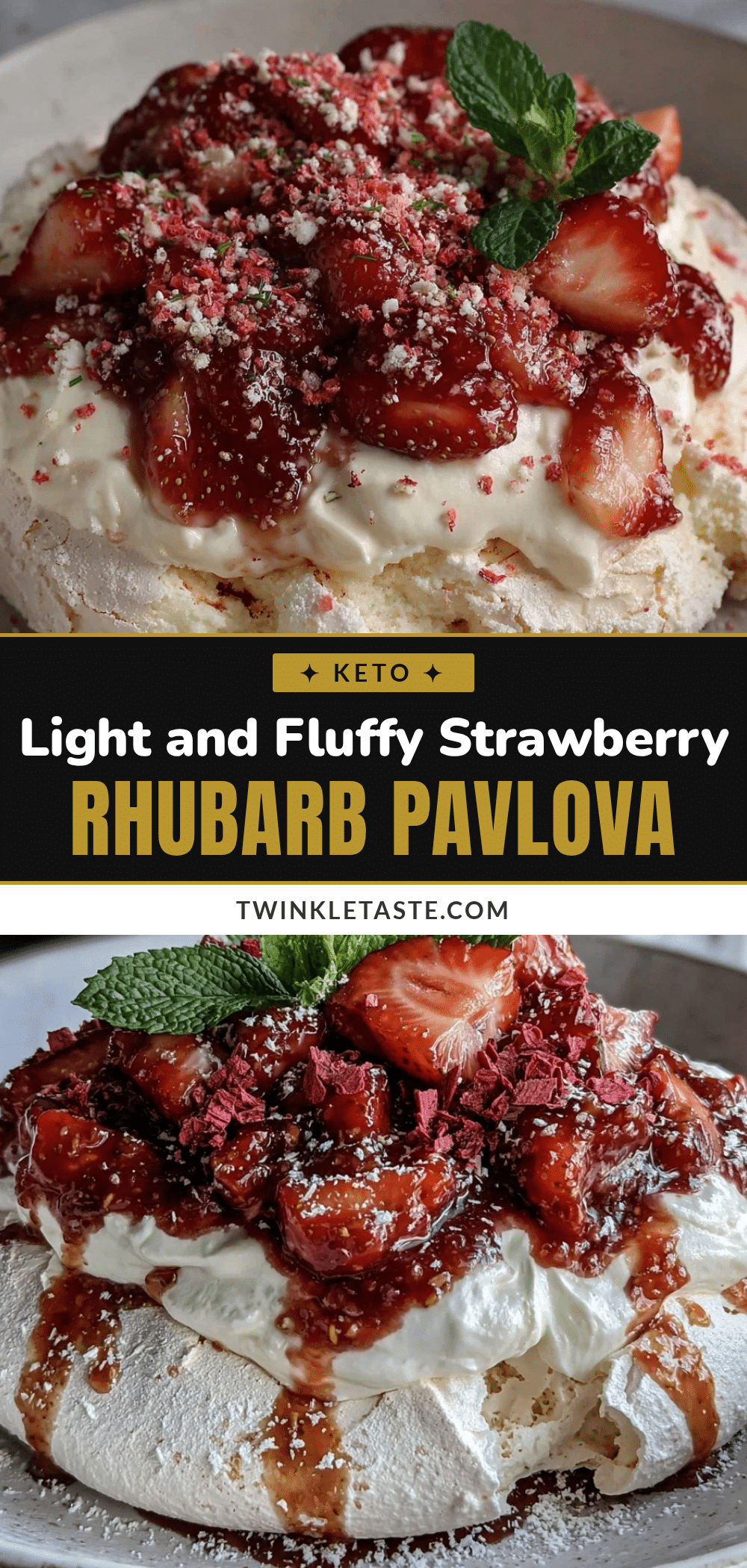 Light Strawberry Rhubarb Pavlova recipe