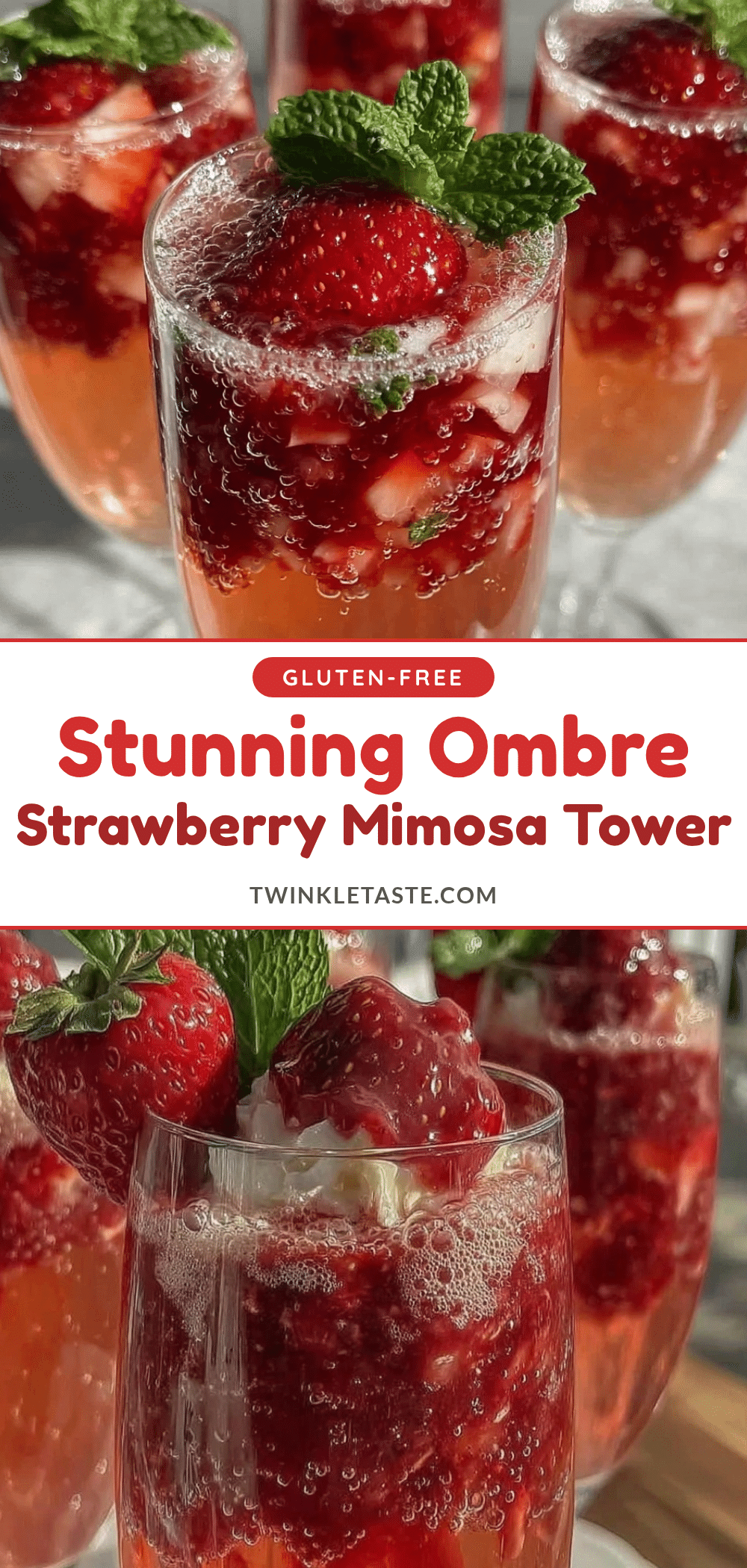 ombre strawberry mimosa tower recipe