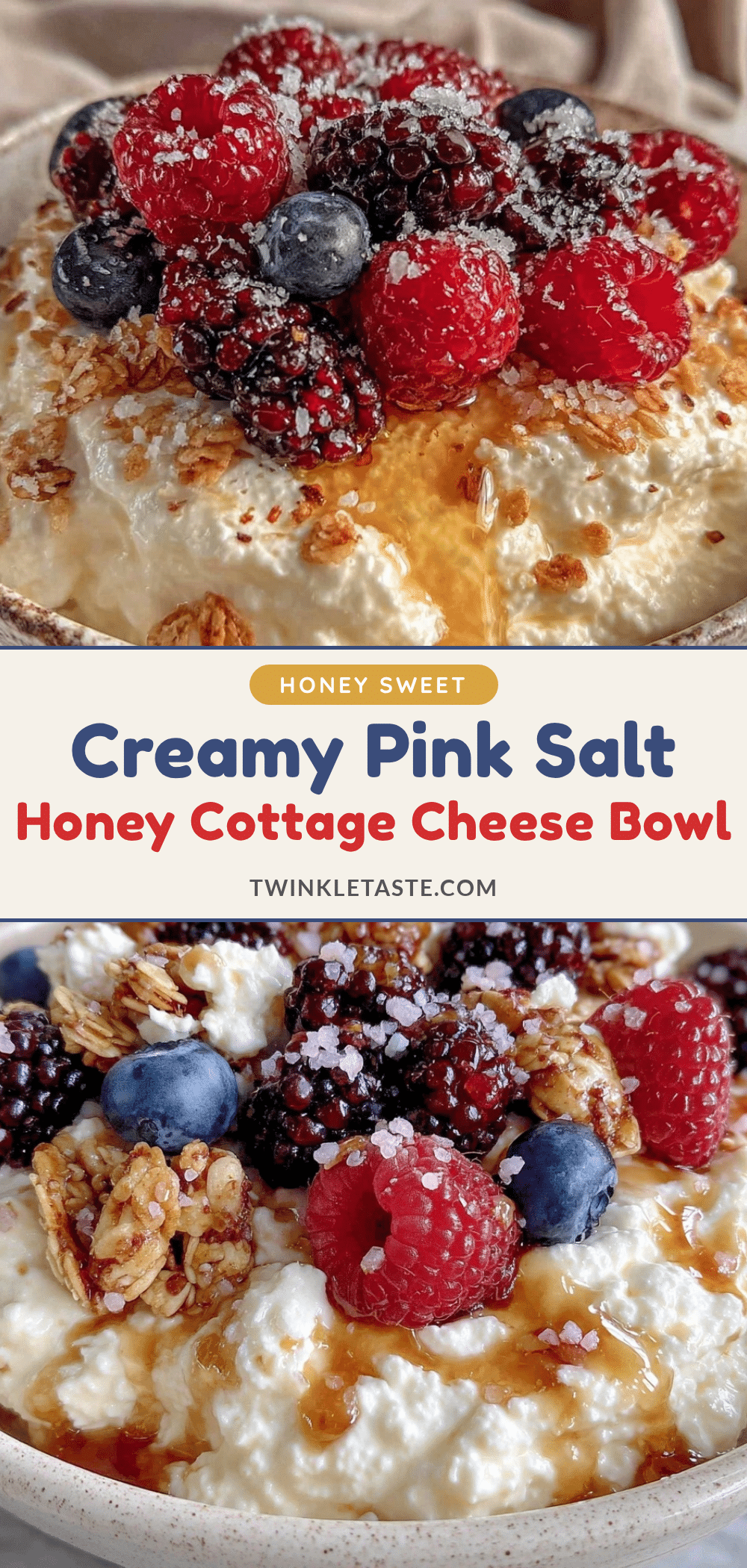pink salt and honey whipped cottage cheese bowl recipe