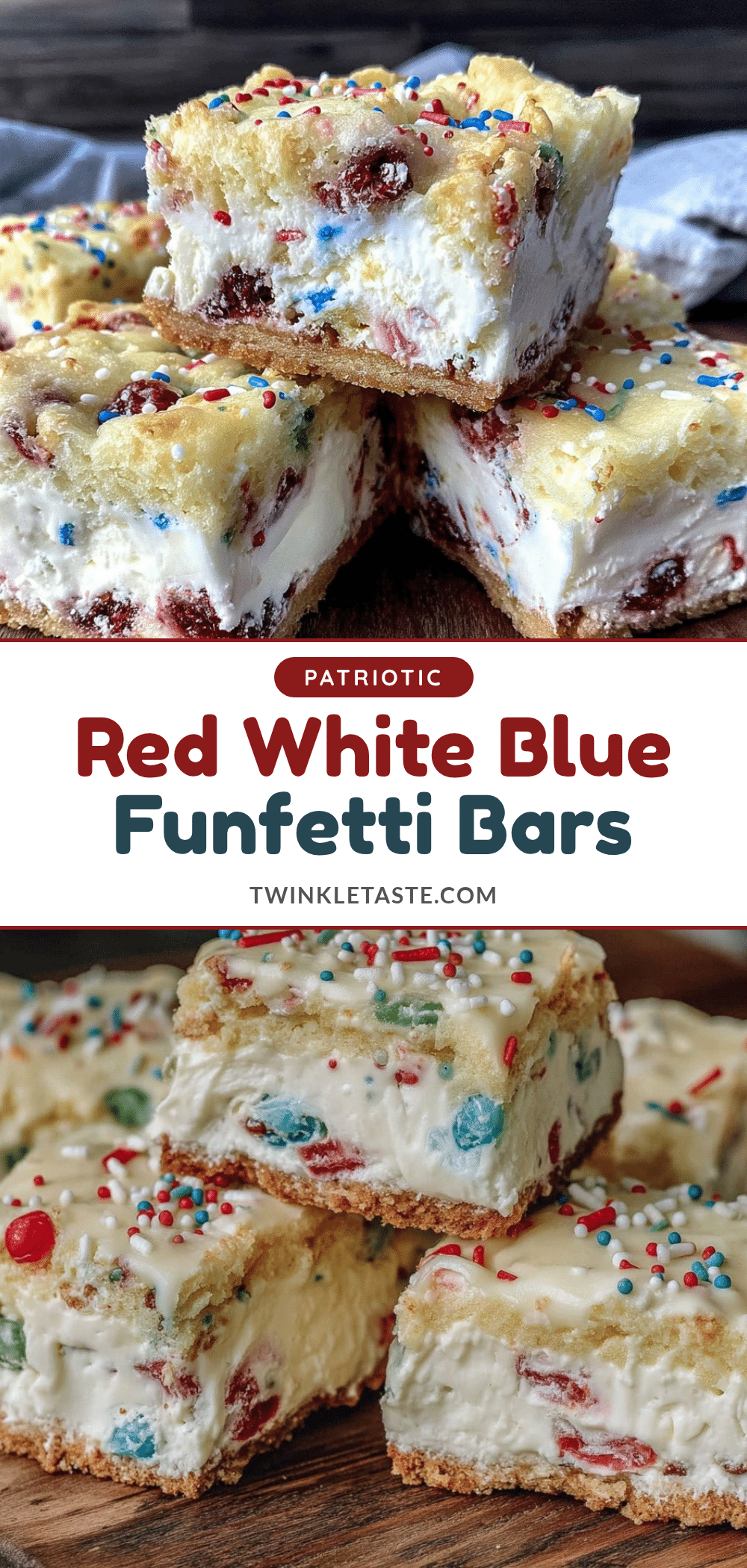red white and blue funfetti ice cream sandwich bars recipe
