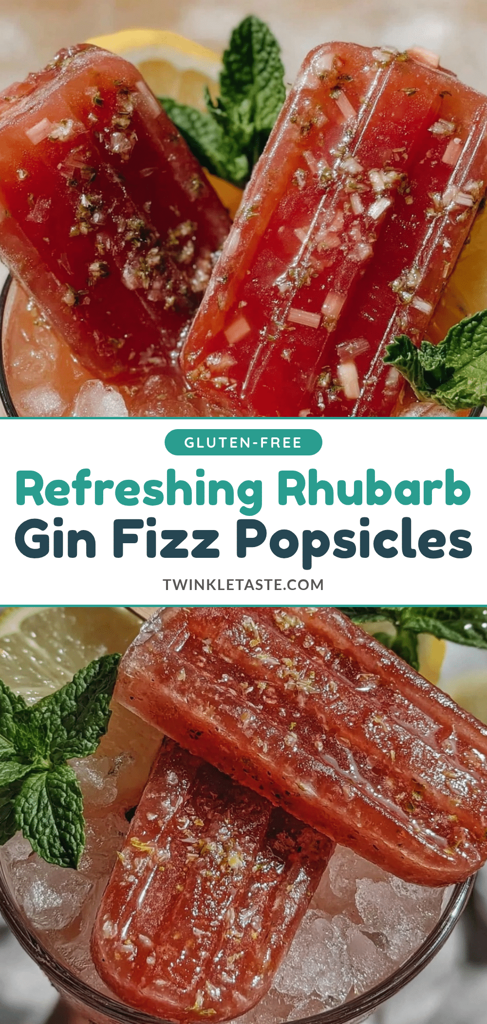 rhubarb gin fizz mocktail popsicles recipe