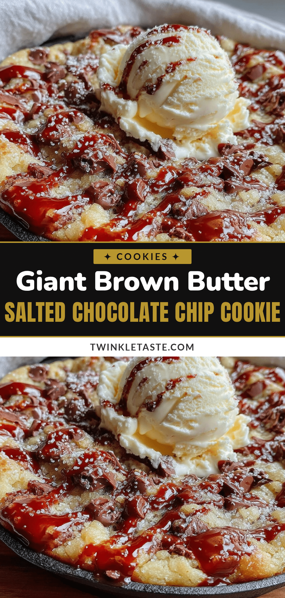 brown butter salted chocolate chip skillet cookie recipe