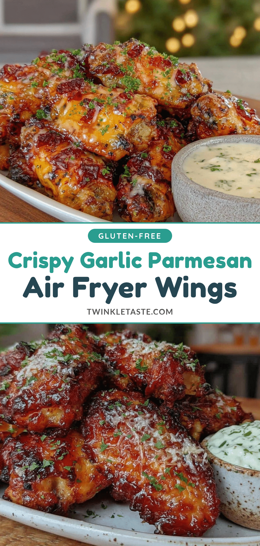 crispy garlic parmesan air fryer chicken wings recipe