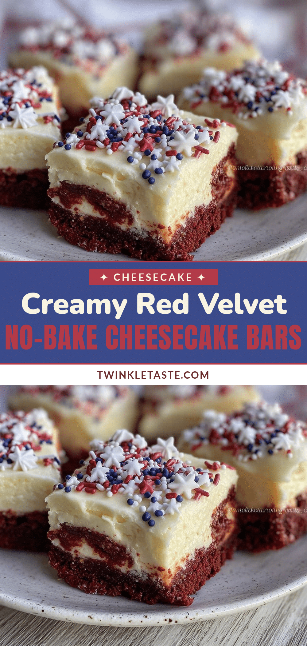 red velvet no-bake cheesecake bars recipe
