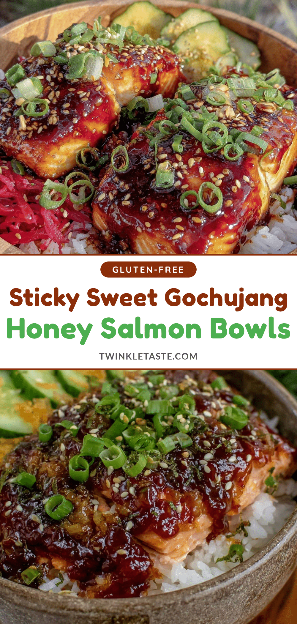 sticky gochujang honey glazed salmon bowls recipe
