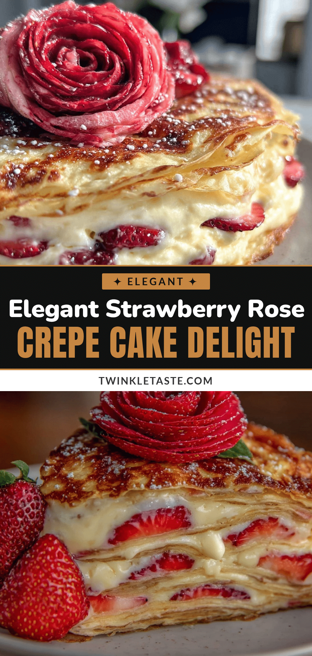 strawberry rose crepe cake recipe