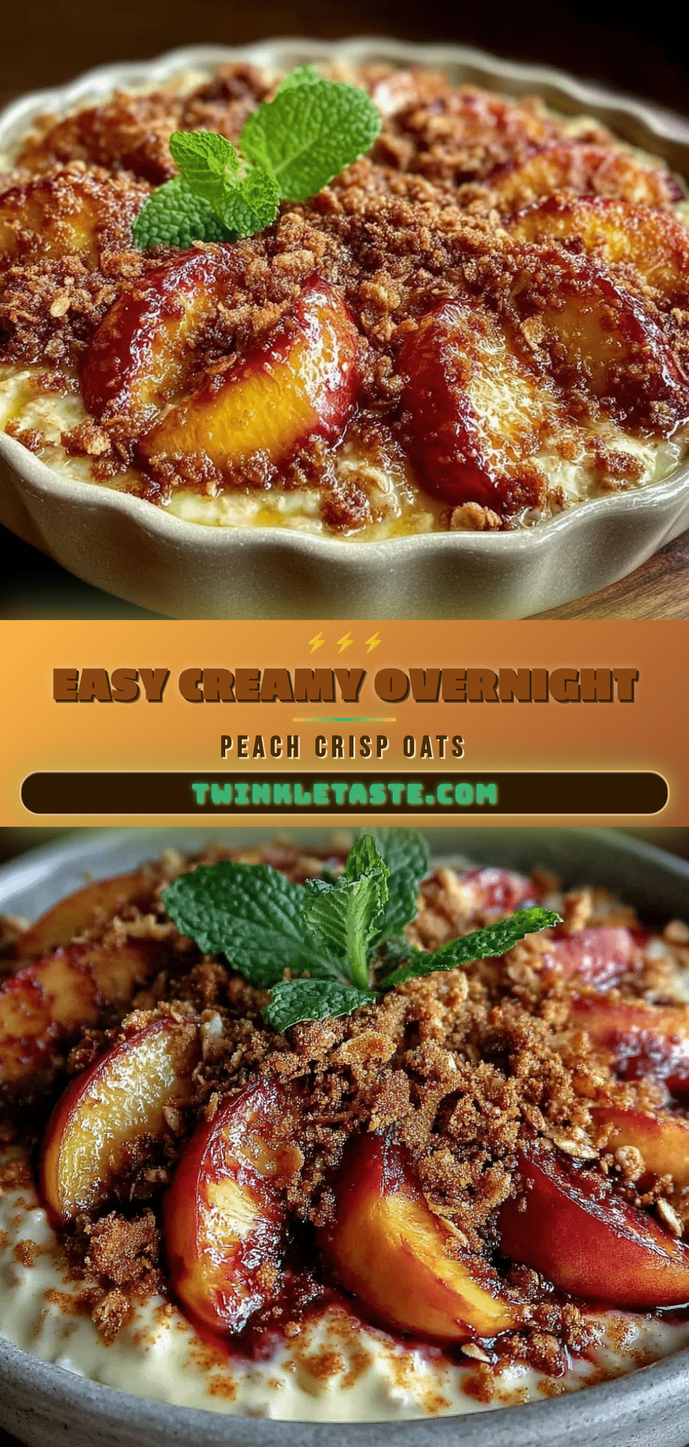 easy creamy overnight peach crisp oats recipe