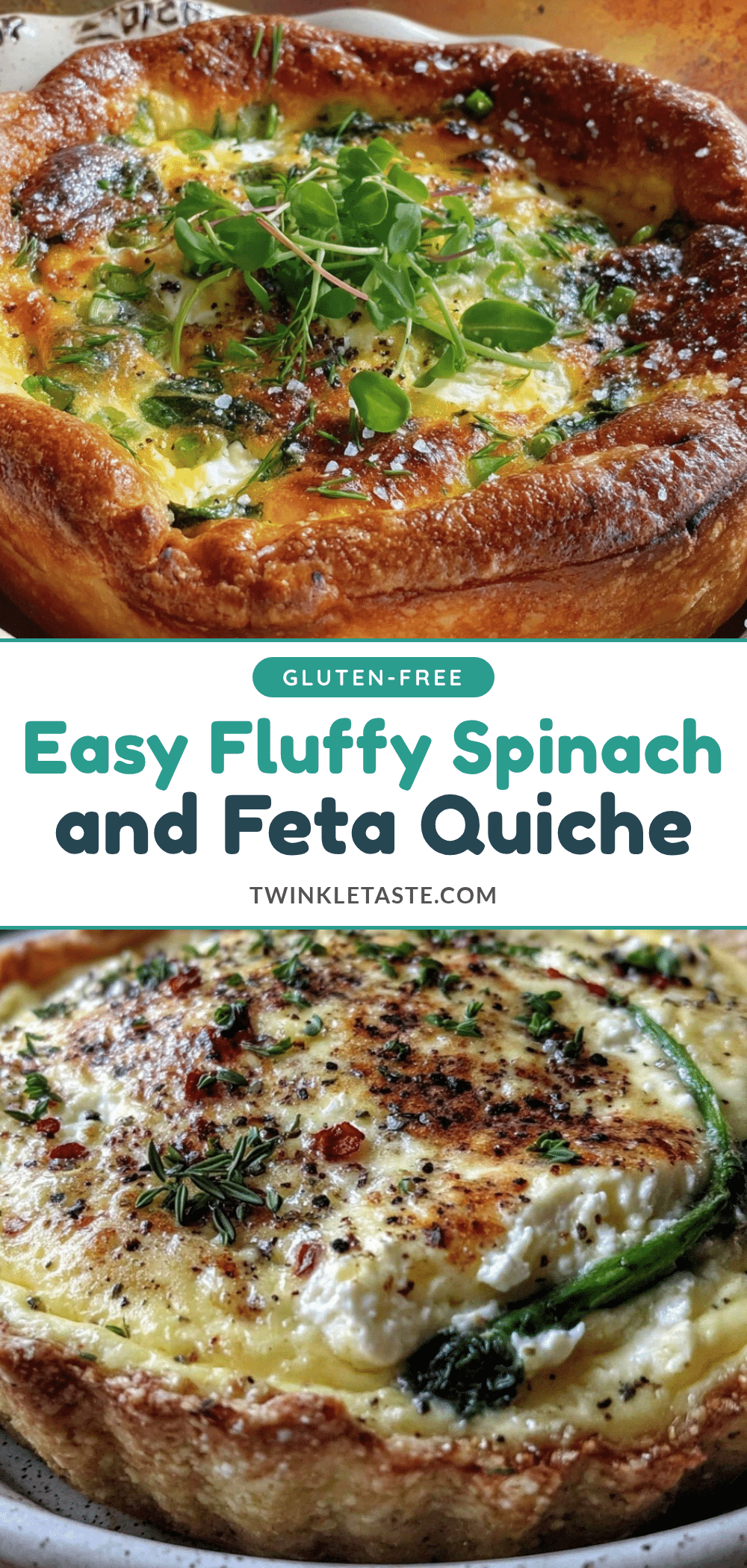 fluffy spinach and feta breakfast quiche recipe