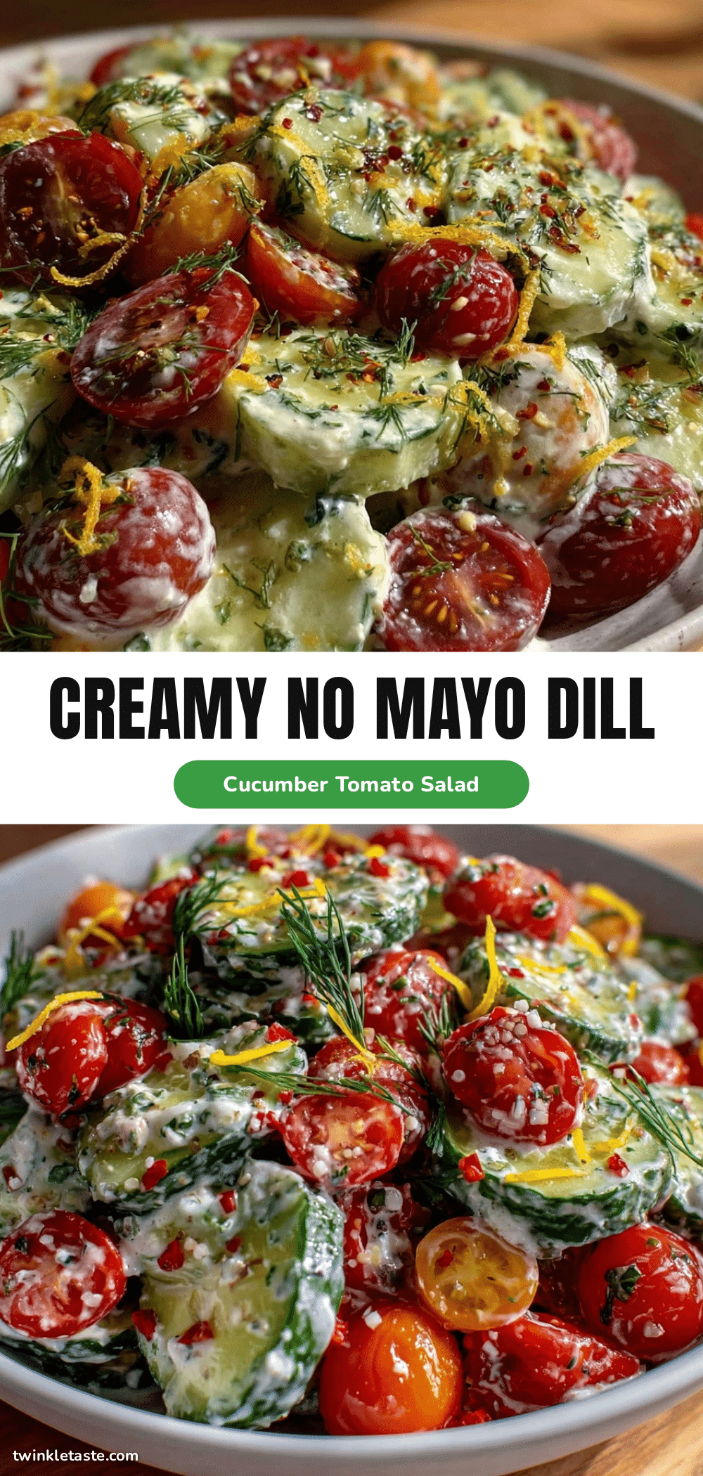 Fresh Creamy Dill Cucumber Tomato Salad recipe