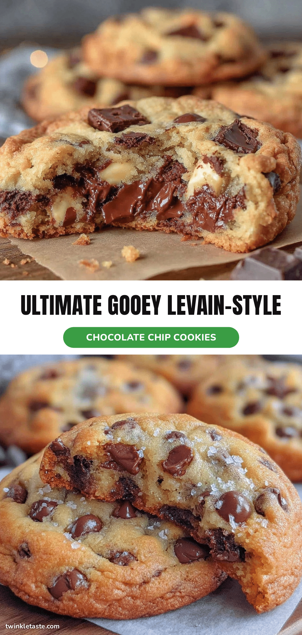 gooey Levain-style giant chocolate chip cookies recipe