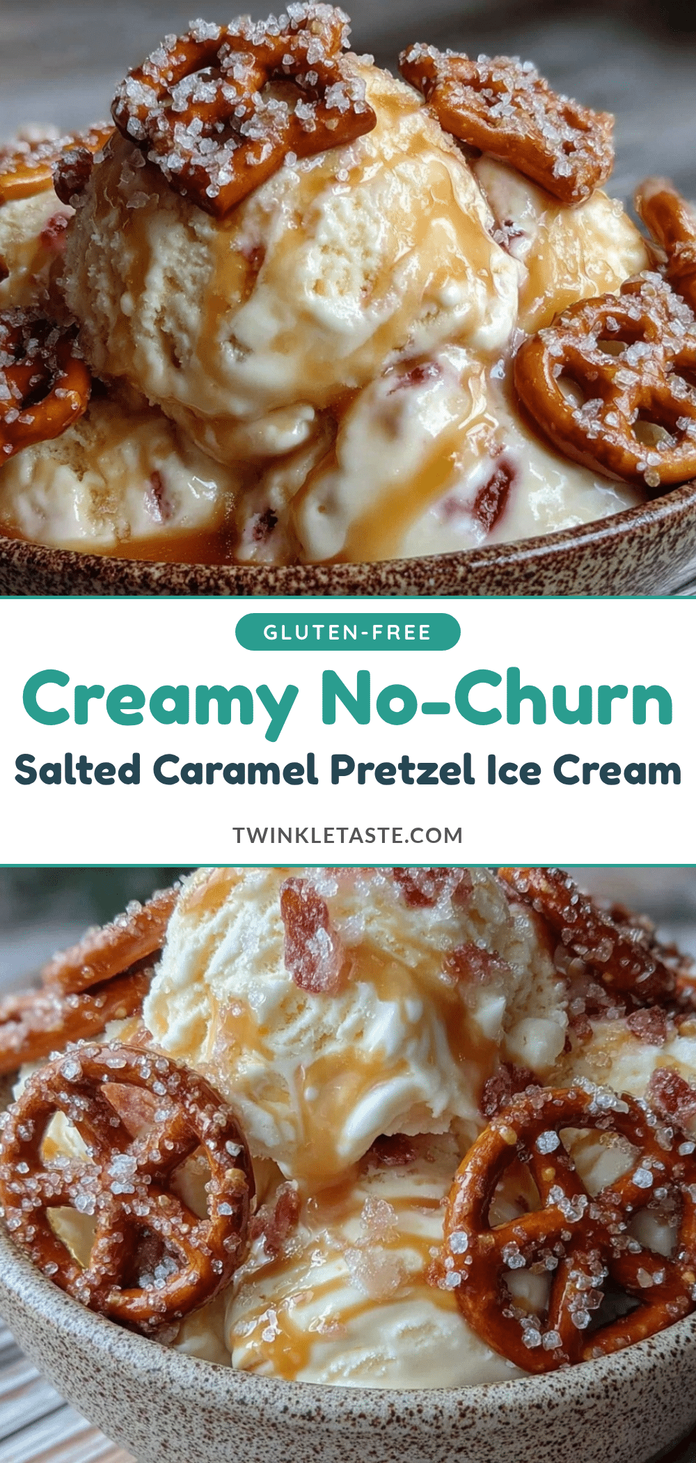 no-churn salted caramel pretzel ice cream recipe