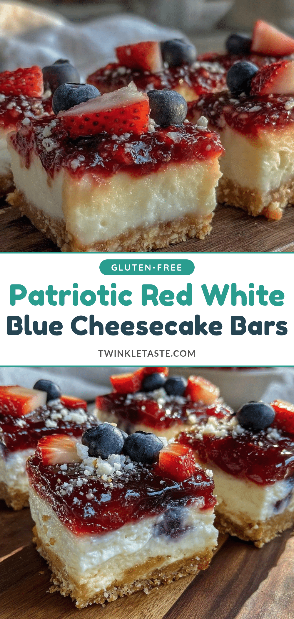 red white and blue layered flag cheesecake bars recipe