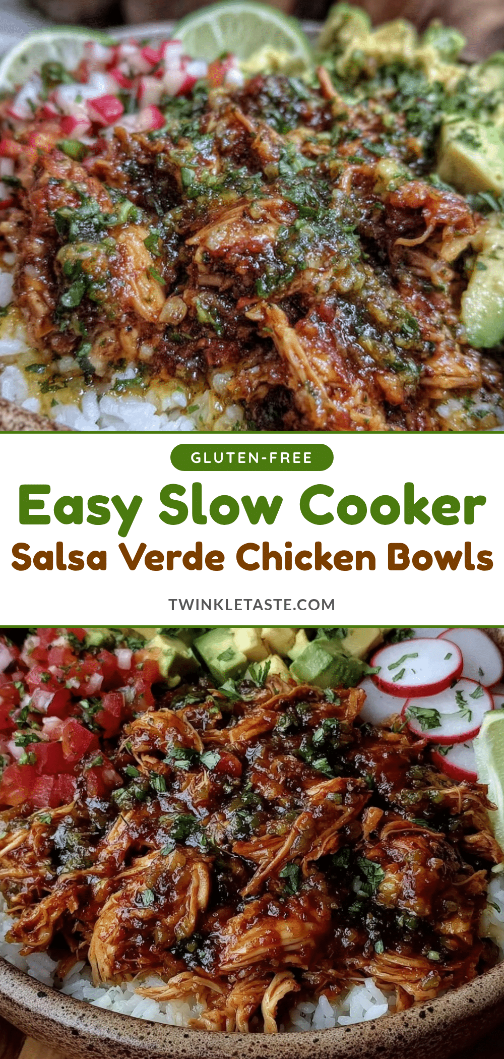 slow cooker salsa verde chicken burrito bowls recipe