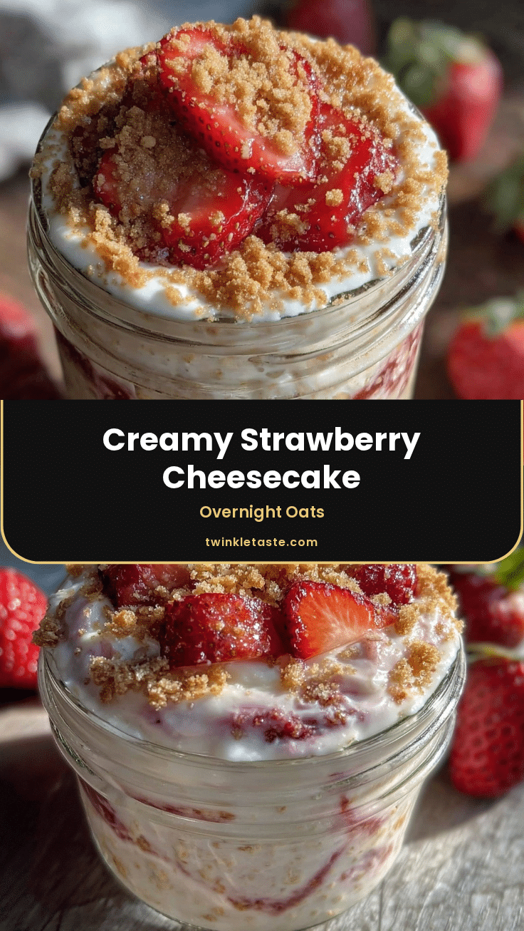 creamy strawberry cheesecake overnight oats recipe