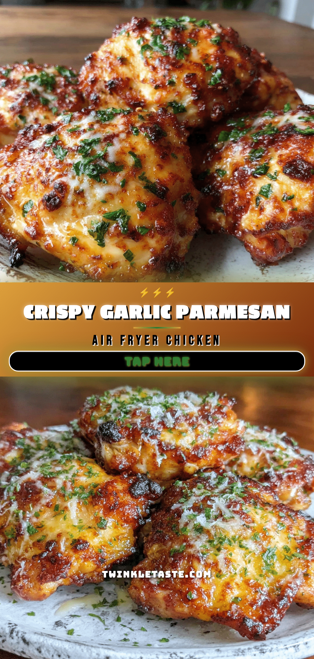 crispy garlic parmesan chicken thighs air fryer recipe