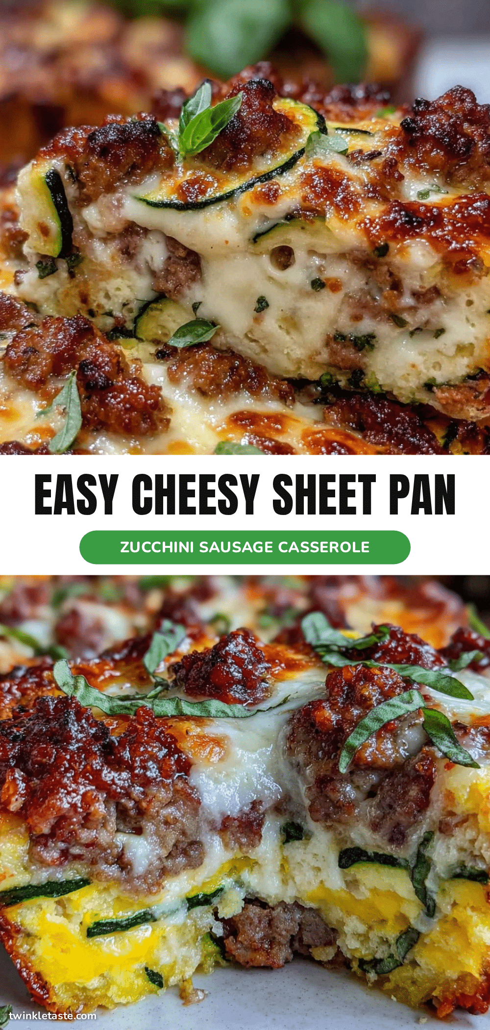 Easy Cheesy Sheet Pan Zucchini Sausage Casserole recipe