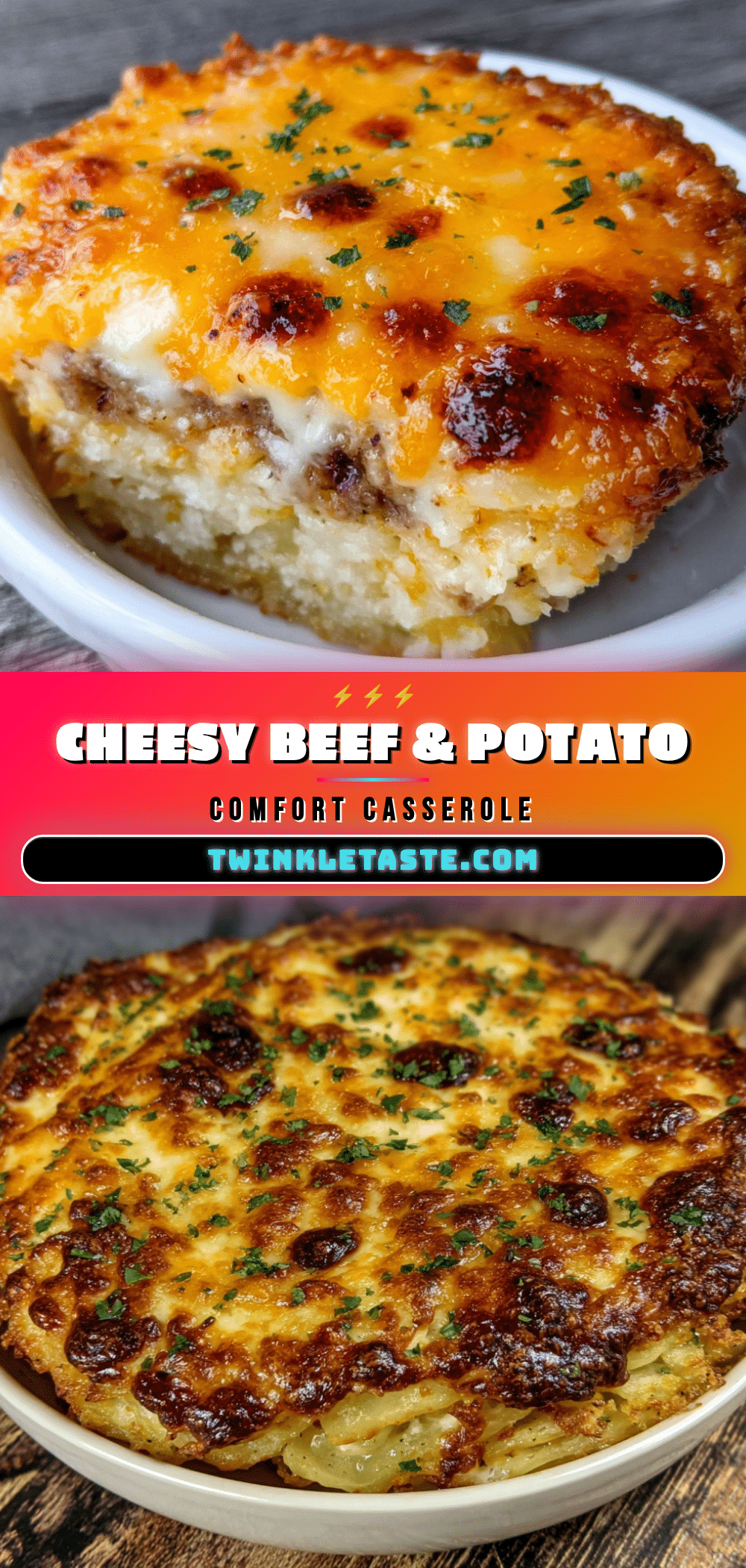 cheesy ground beef and potato casserole recipe