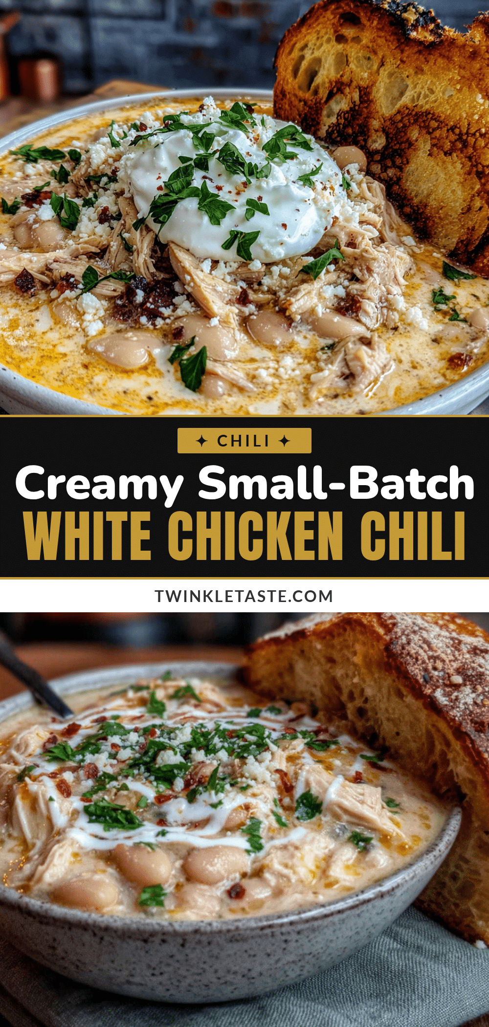 creamy small-batch white chicken chili for two recipe