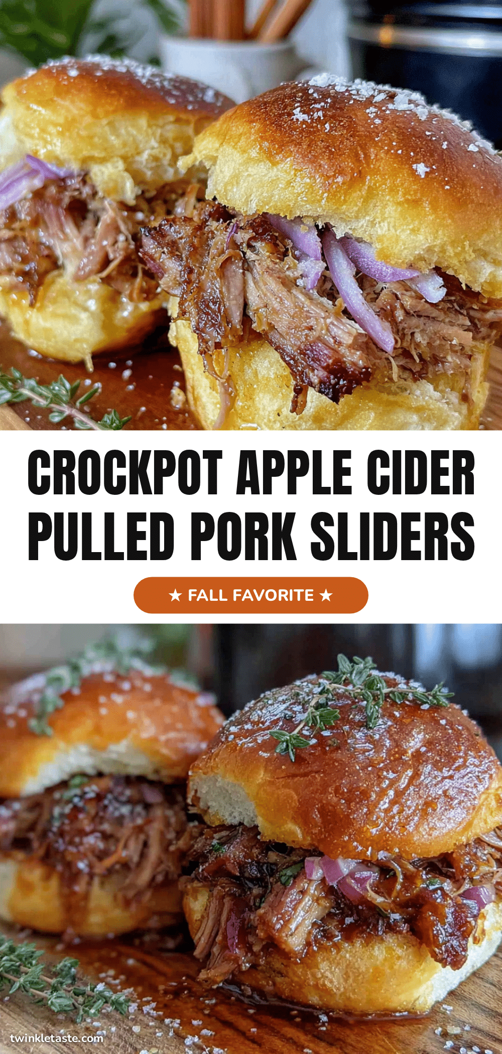 Crockpot Apple Cider Pulled Pork Sliders recipe