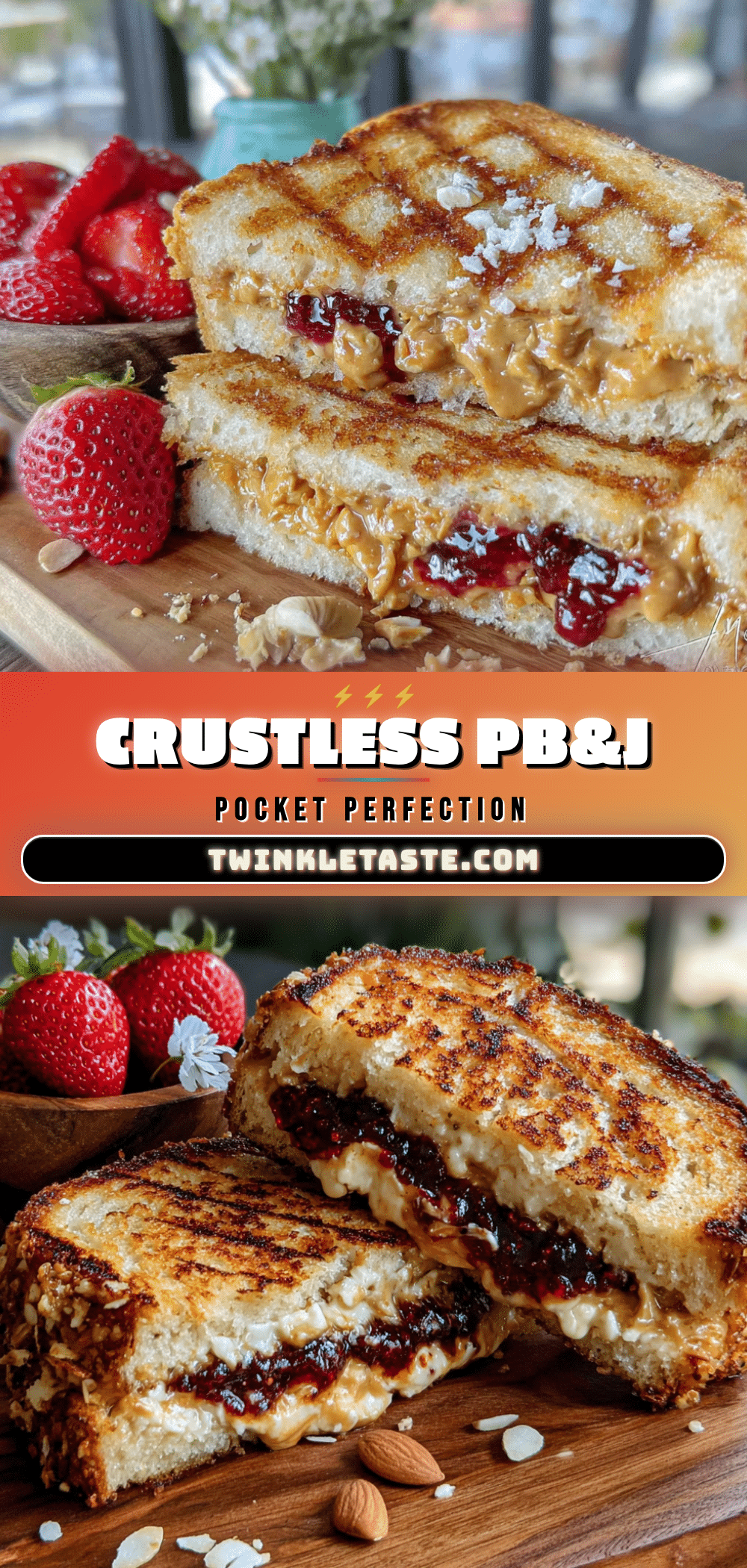 crustless pb&j pocket sandwiches recipe