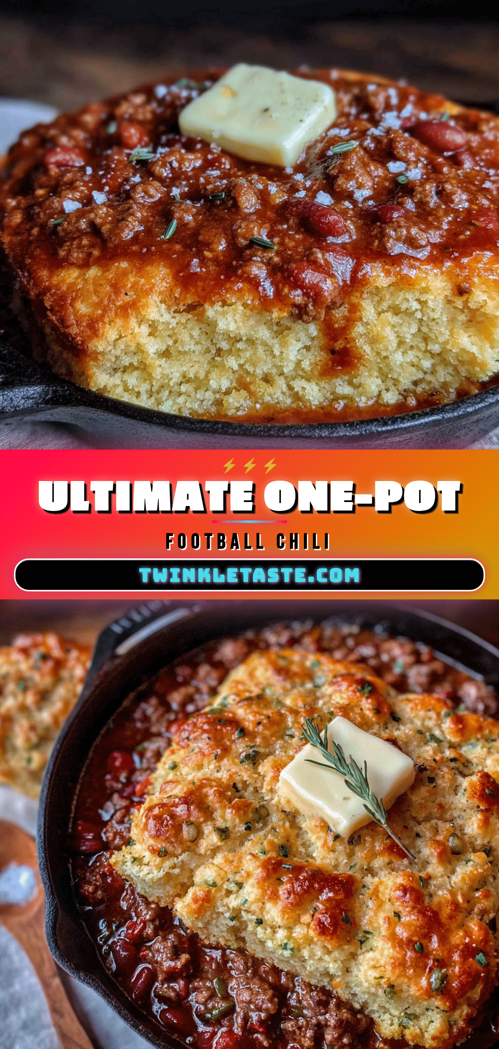 football sunday chili with cornbread topping recipe