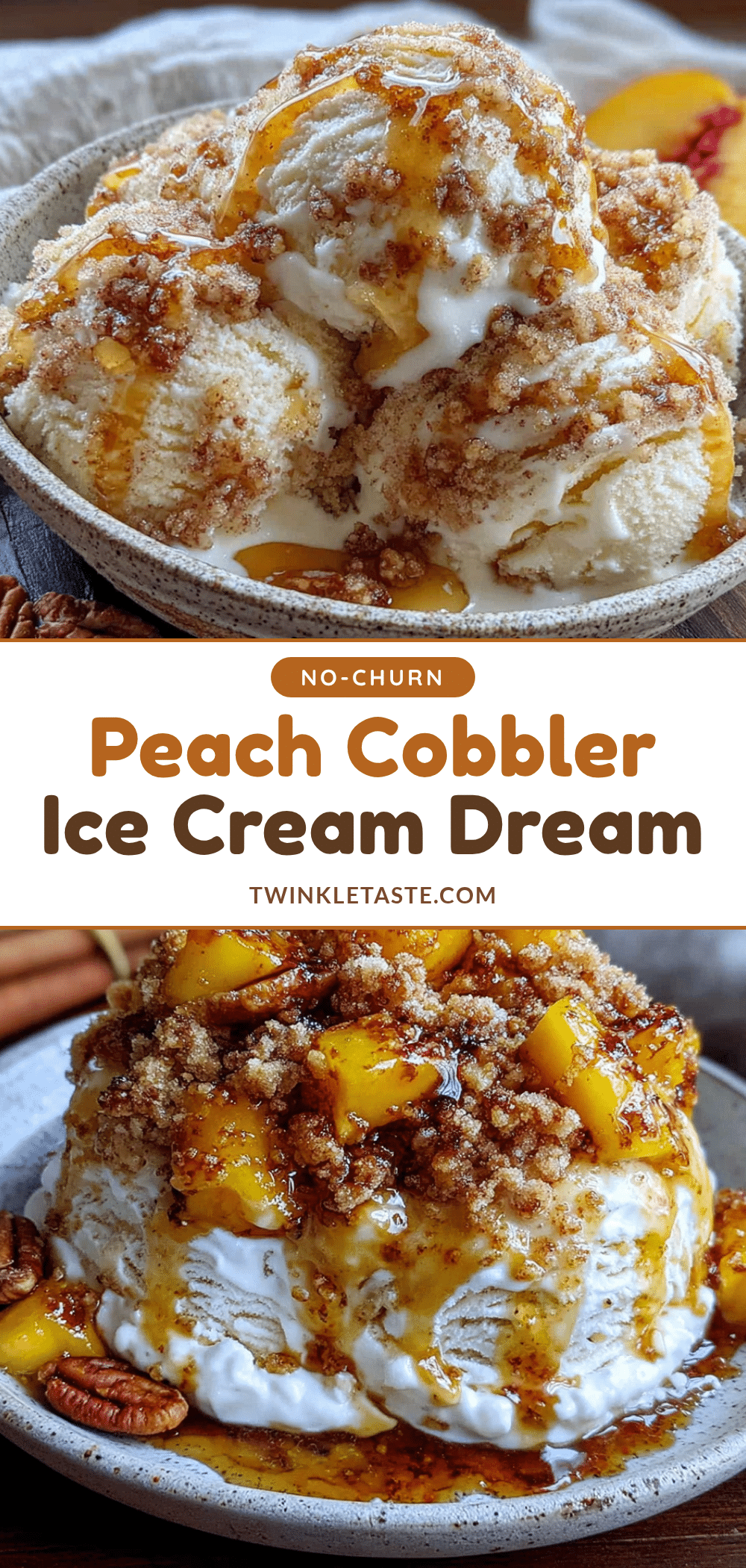 no-churn peach cobbler ice cream recipe