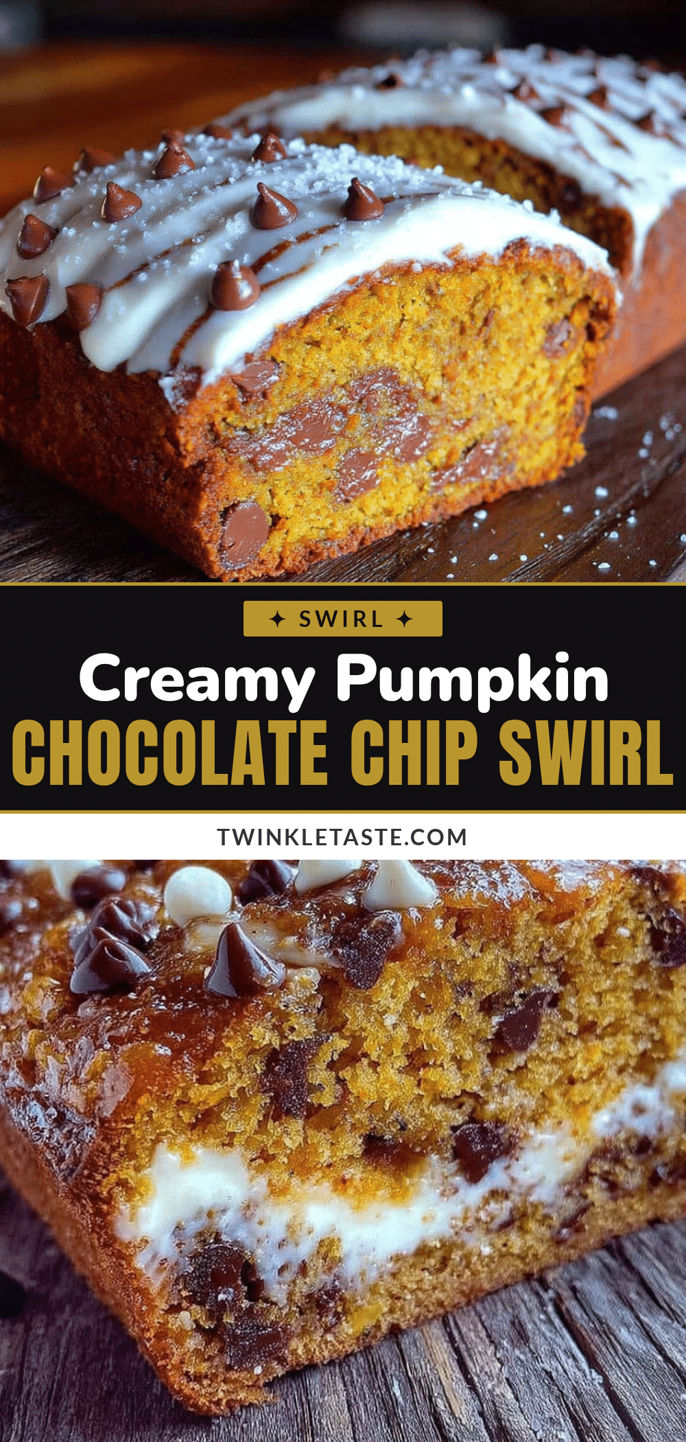pumpkin chocolate chip bread with cream cheese swirl recipe