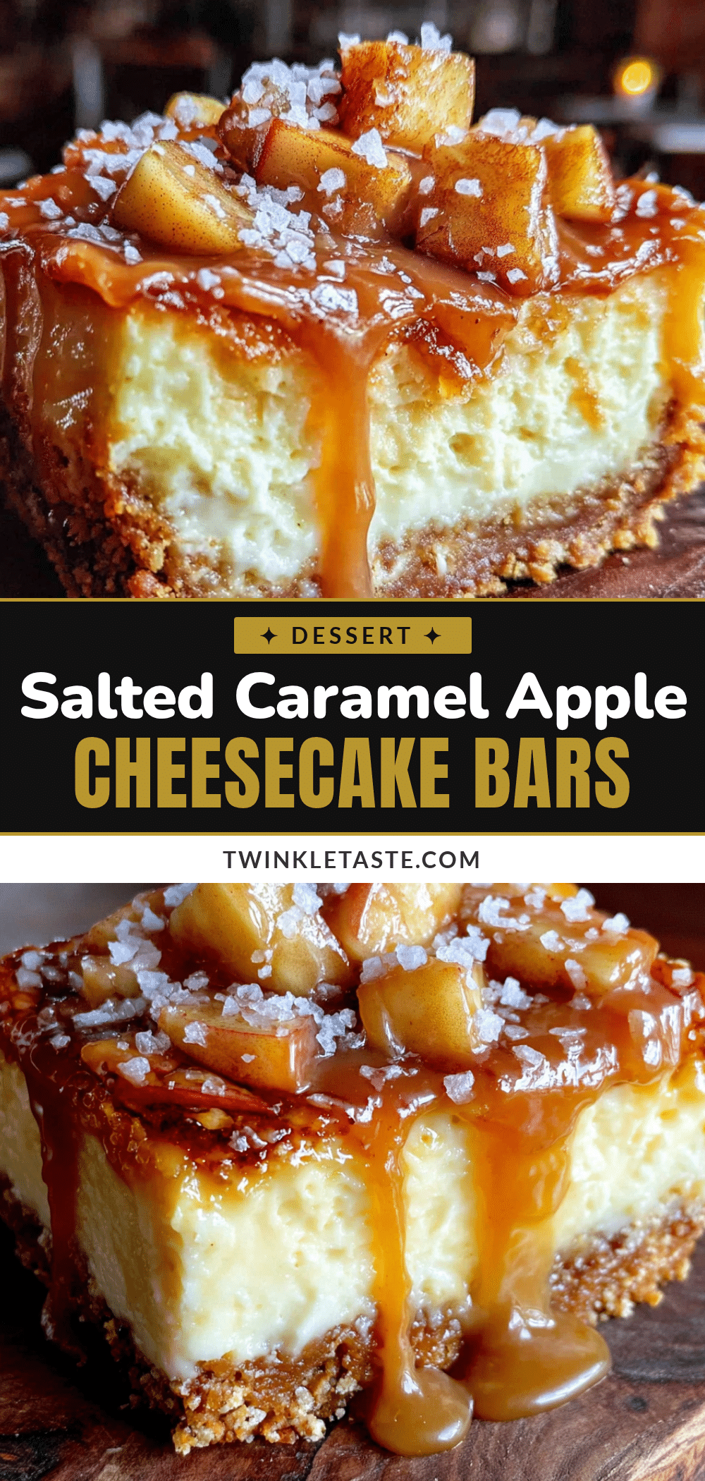 Salted Caramel Apple Cheesecake Bars recipe