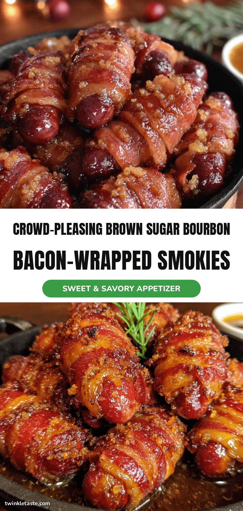 brown sugar bourbon bacon-wrapped smokies recipe
